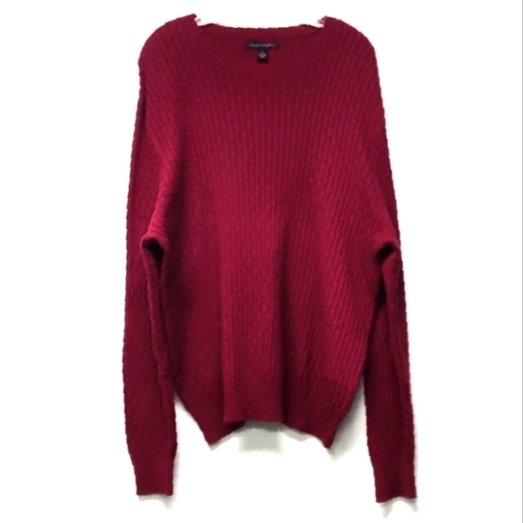 Kenneth Roberts sweater wool blend scoop neck long sleeve  burgundy Size: L - Picture 1 of 5